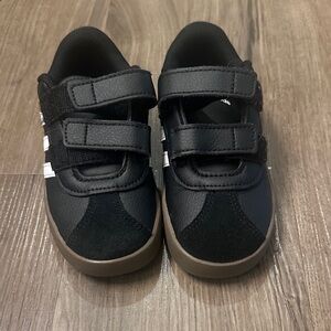 adidas Kids Black Sneakers with White Stripes